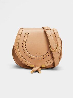 Chloe Marcie Small Whipstitch Saddle Crossbody Bag Light Tan Rare